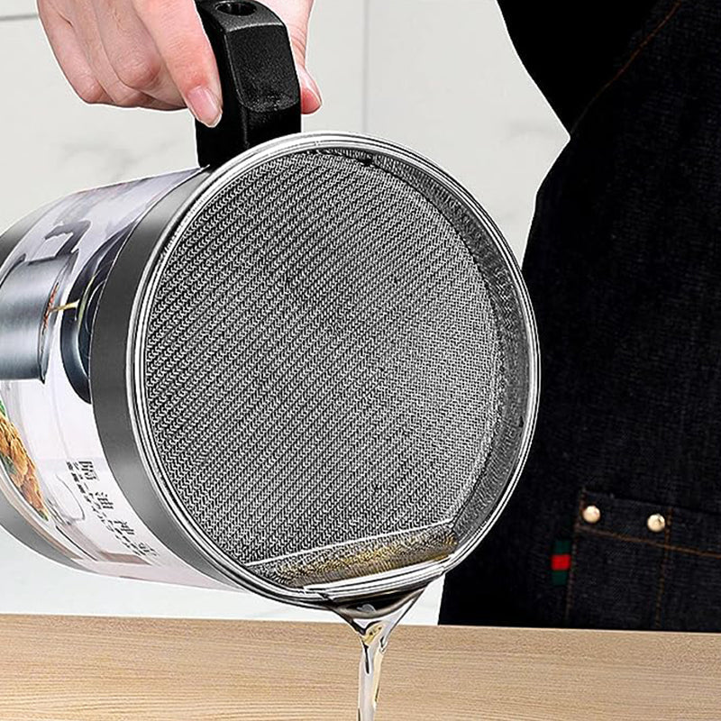 Oil Fryer Cookerwith Stainless Steel Fine Mesh With Lid Food Grade Iron Cooking Oil Filter Machine With Handle For Kitchen..