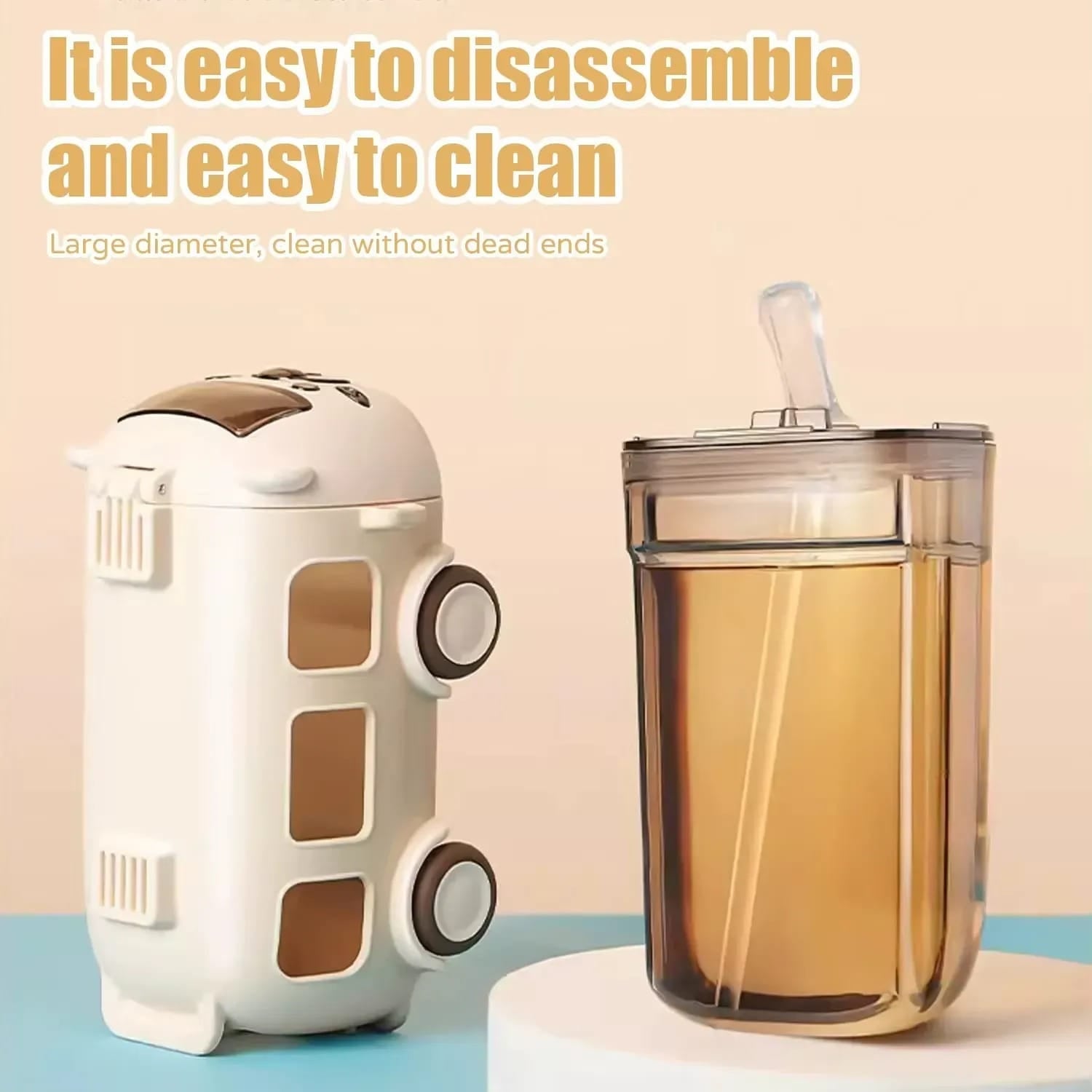 School Bus Design Kids Water Bottle With Strap 600ml