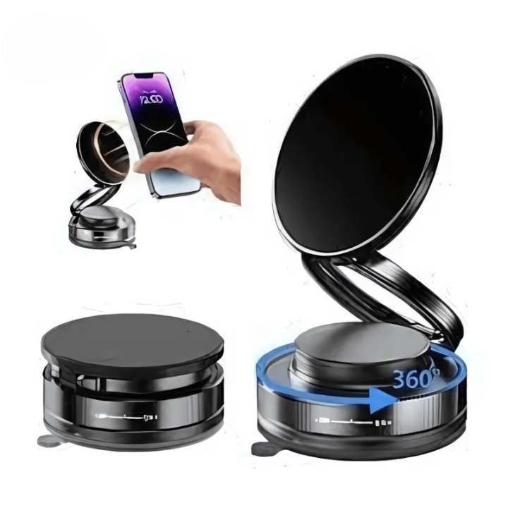 360° Folding Magnetic Phone Holder with Vacuum Suction