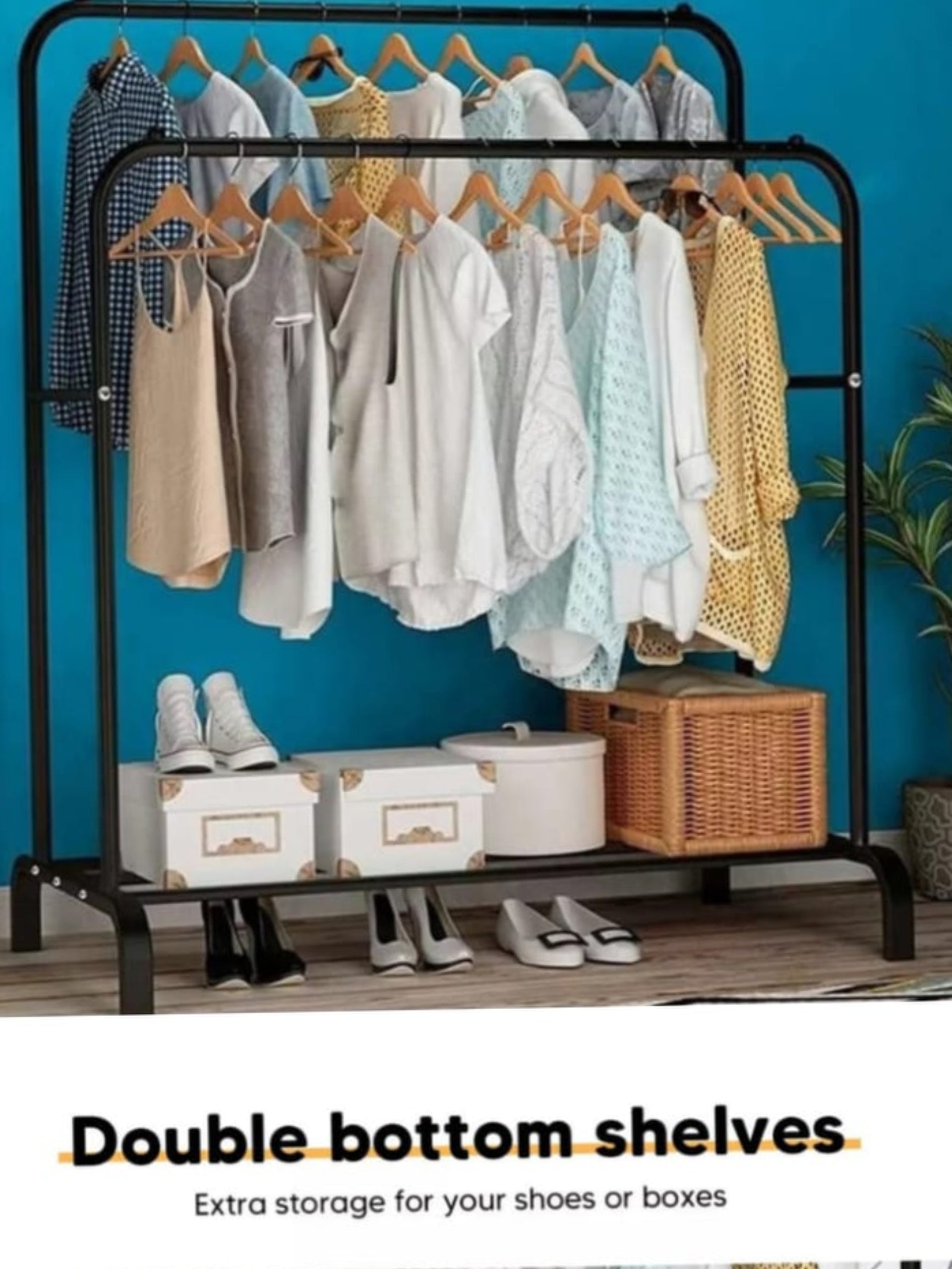 *Double Pole Metal Cloth Stand