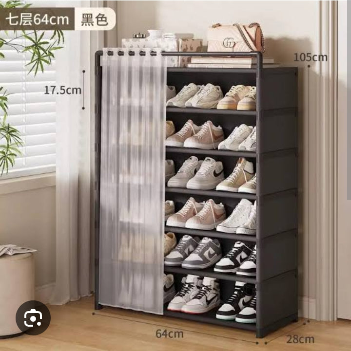 Curtain shoes rack