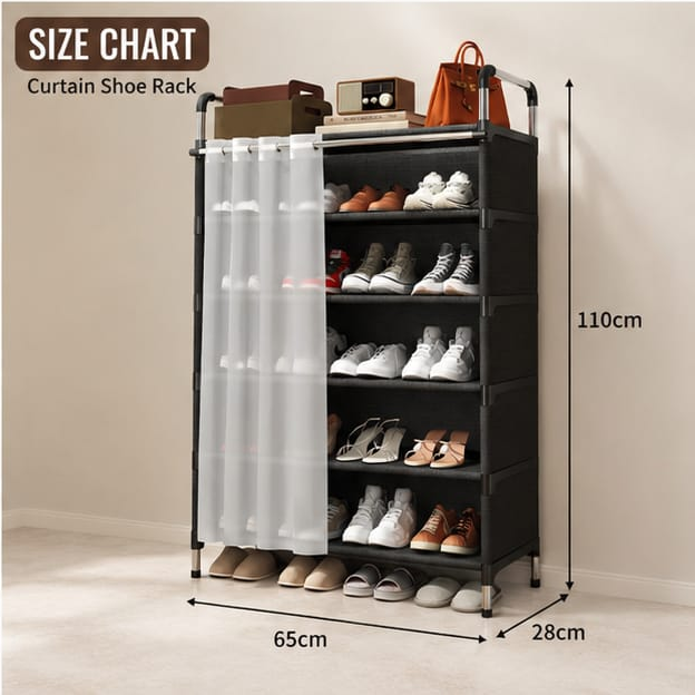Curtain shoes rack