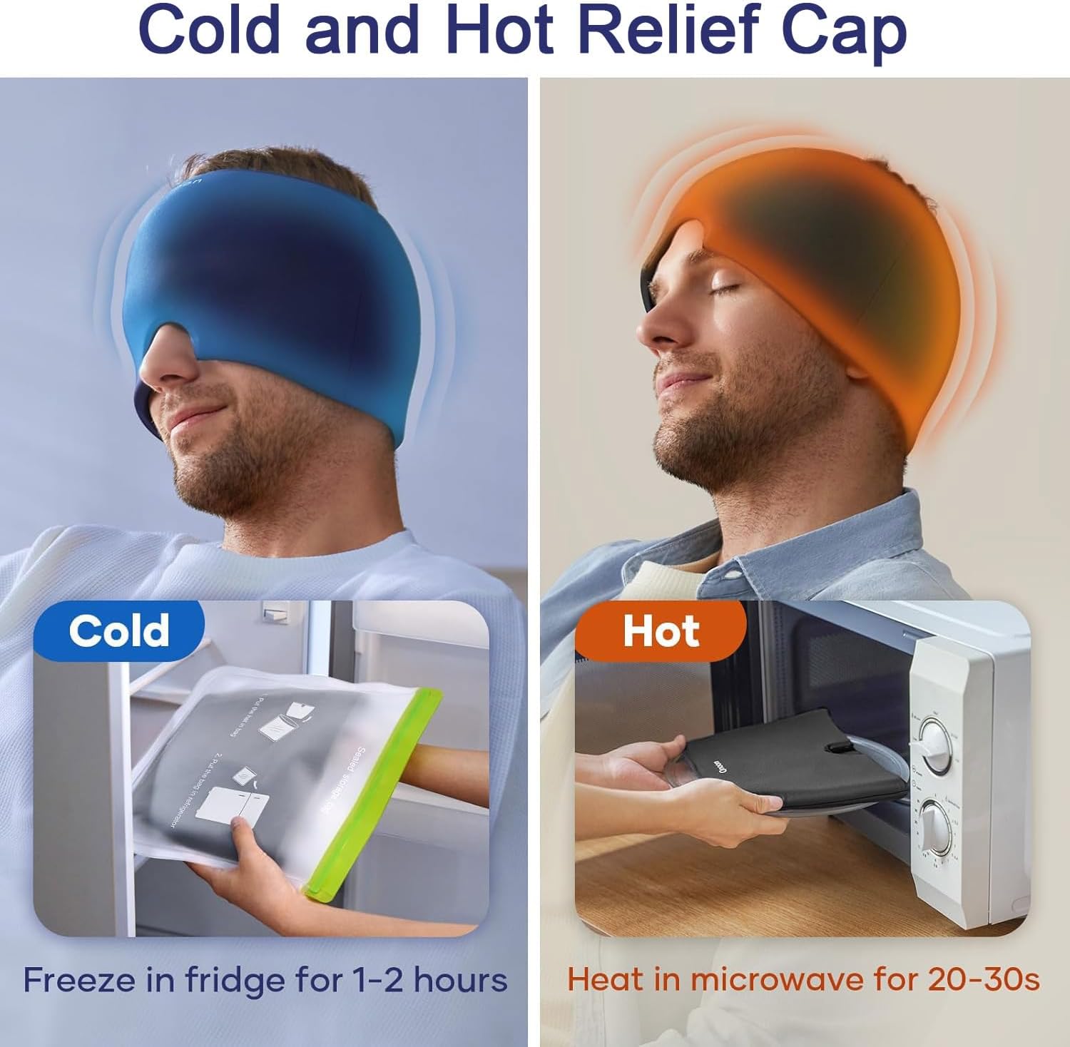 Migraine Relief Cap With Box - Instant Headache Relief Hat Reusable Gel Cap