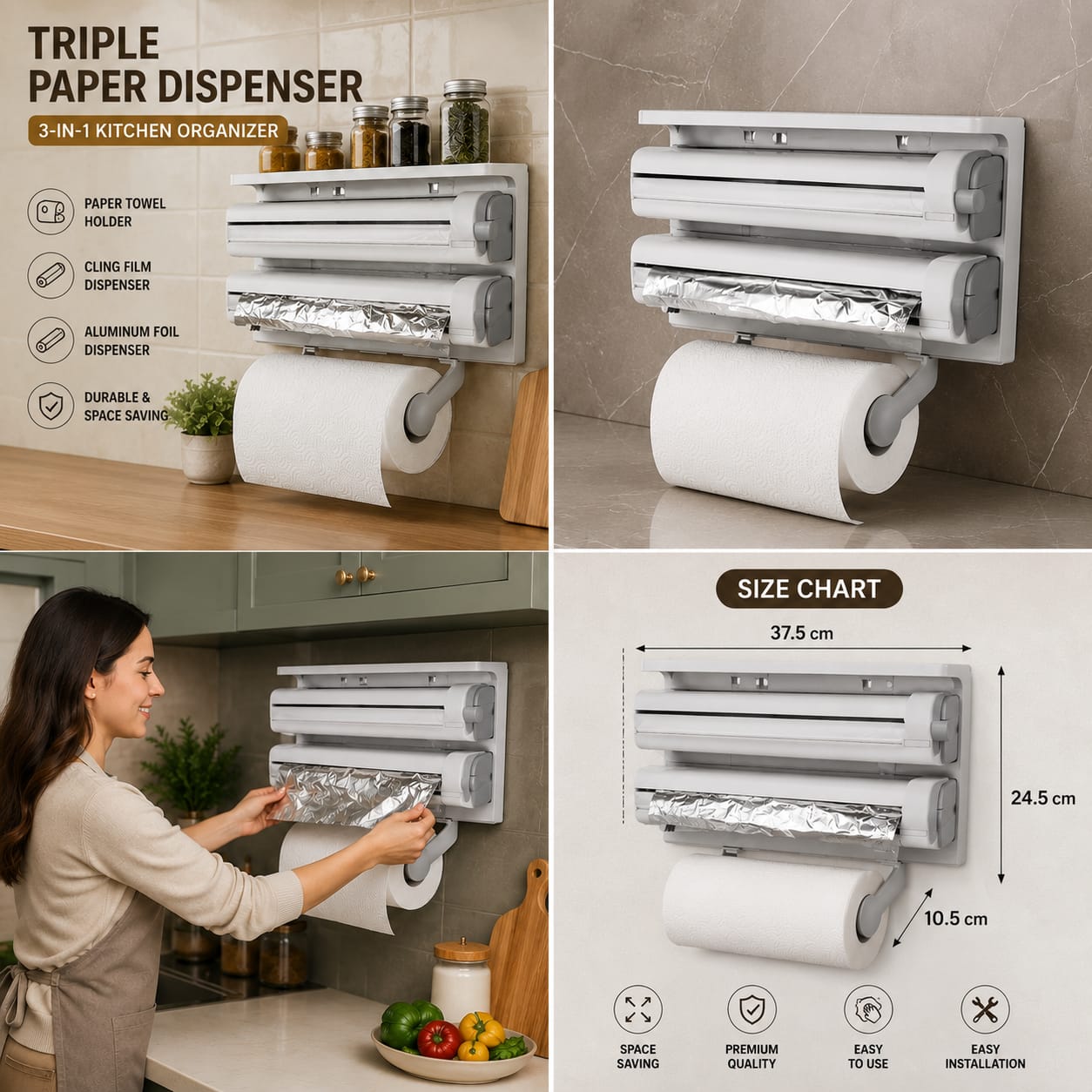Triple paper dispenser