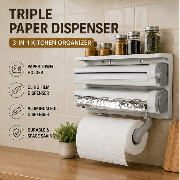 Triple paper dispenser