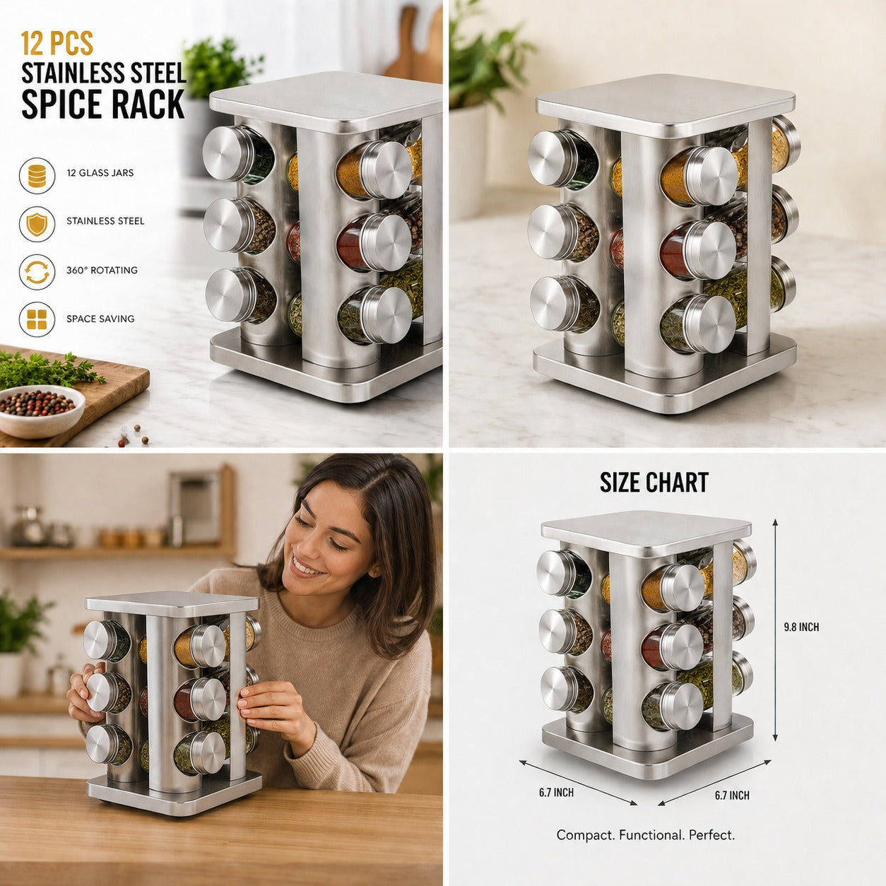 Stainless Steel Revolving Spice shelf