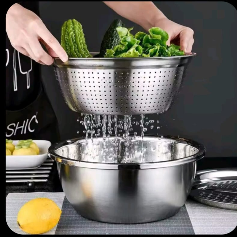 *Multifunctional Stainless Steel Colander with Grater