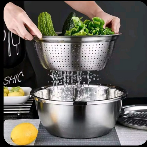 *Multifunctional Stainless Steel Colander with Grater